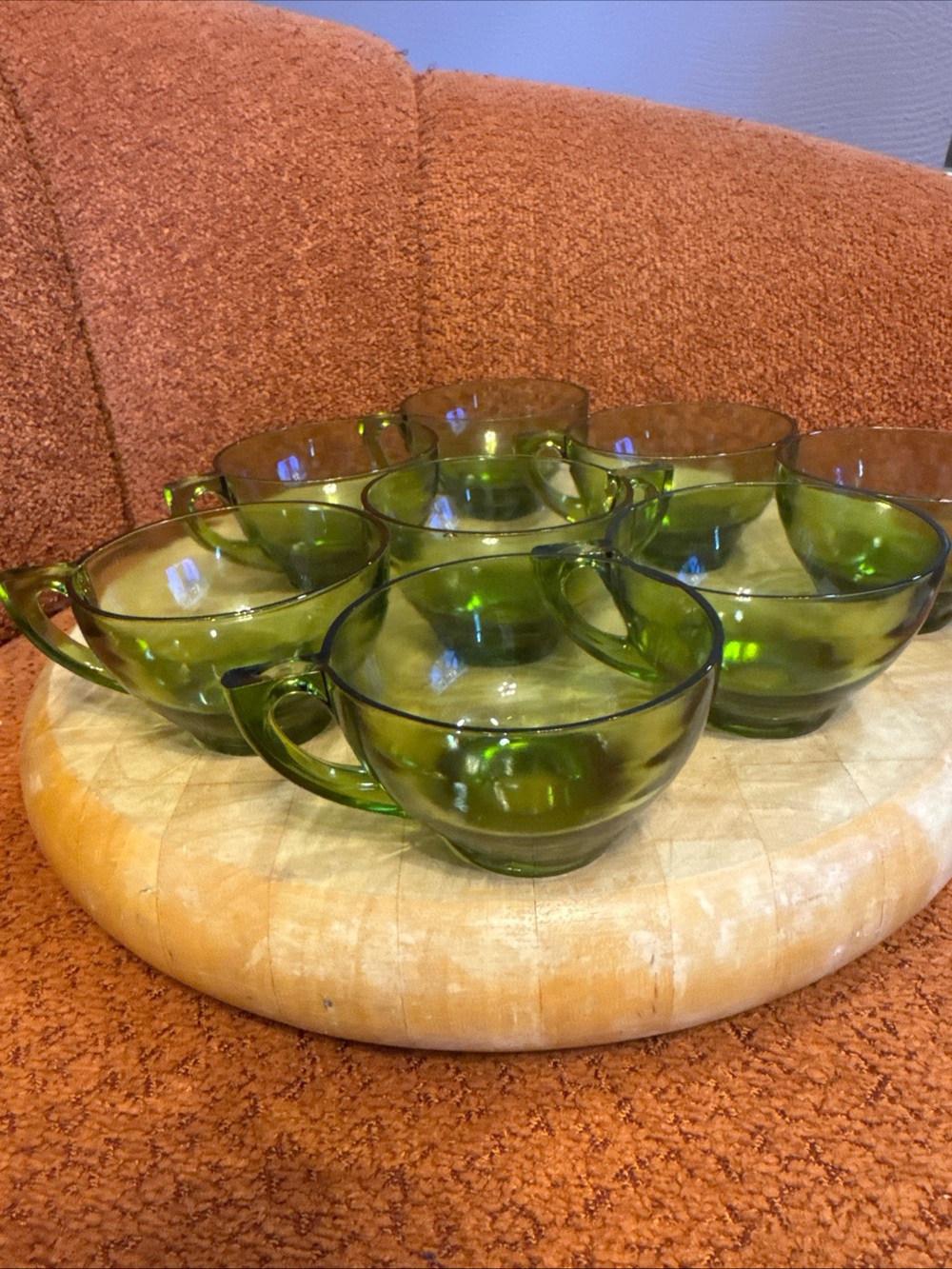 MCM Green Glass Teacup Set - 8-Piece Elegant Cups